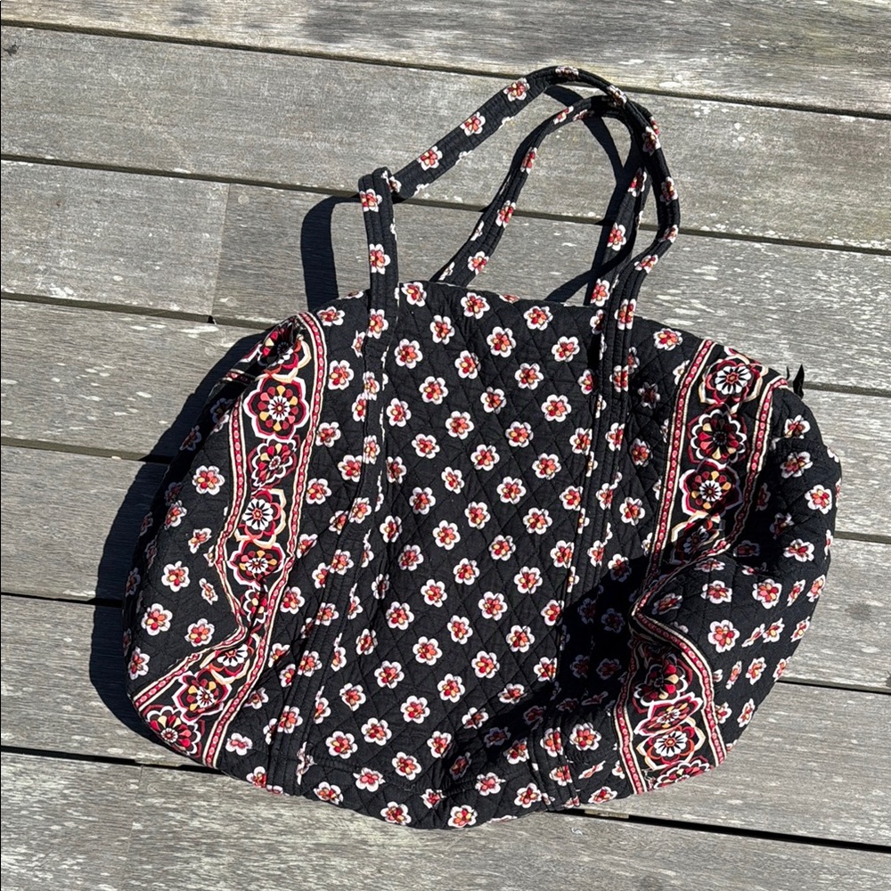 Vera Bartley Floral Black Tote Bag